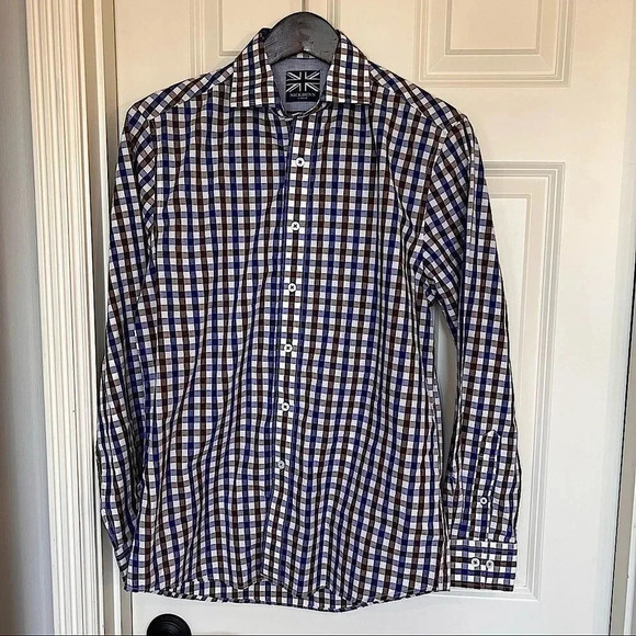 NICK Dunn fitted blue, long sleeve, button down, collared dress shirt size Small - Picture 2 of 10